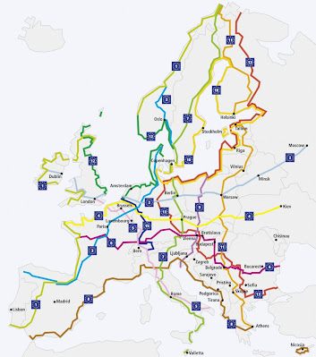 Eurovelo routes, 5, 7 and 8