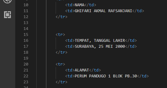 pemrograman JOSS: MEMBUAT TABEL DALAM HTML by VISUAL STUDIO CODE