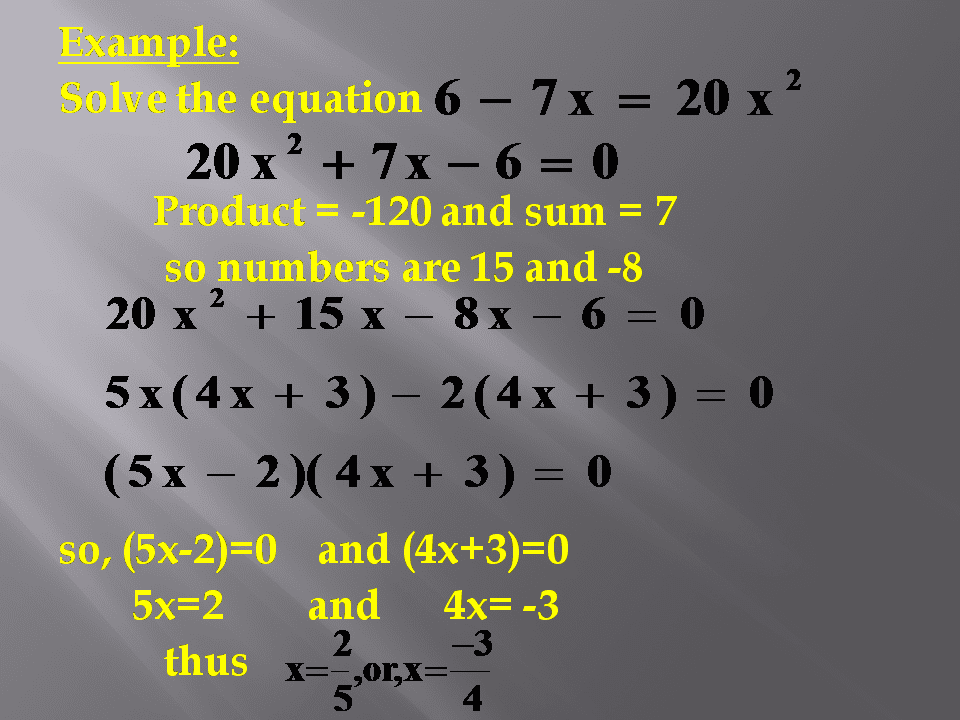 Math 10: CHAPTER 3 : SOLUTION OF QUADRATIC EQUATIONS