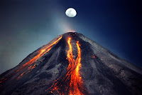 Volcán de Colima & The Moon