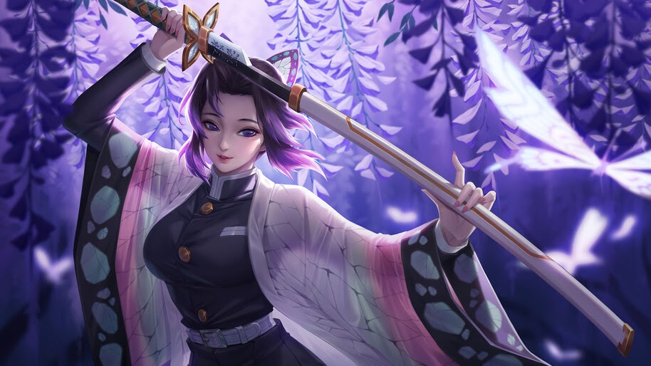 Shinobu Kocho, Katana, Kimetsu no Yaiba, 4K, #3.1489