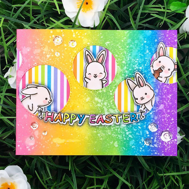 Sunny Studio Stamps: Chubby Bunny Staggered Circle Dies Customer Card by Jenn Brown