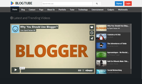BlogTube Professional Video Blogger Template