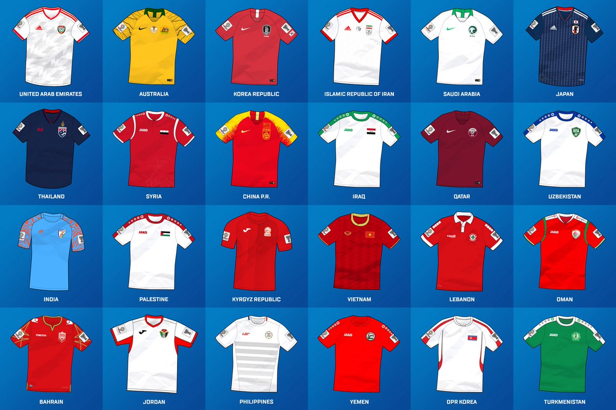 Confira todas as camisas titulares das seleções da Copa da Ásia de 2019 Show de Camisas Confira todas as camisas titulares das seleções da Copa da Ásia de 2019 Show de Camisas