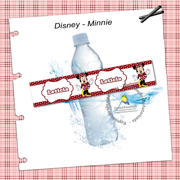 Rotulo garrafa de agua Minnie
