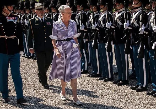Queen Margrethe attended the Royal Life Guards' Parade at Marselisborg. Marselisborg, is a royal residence of the Danish royal family