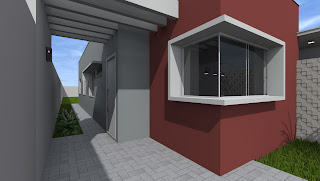 Casa 70m2, modelada com sketchup e renderizada com artlantis