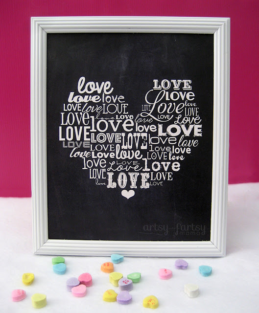 Free Printable Love Word Art at artsyfartsymama.com #freeprintable #Valentine