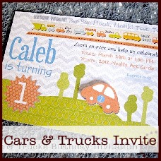 cars and trucks birthday party invitation