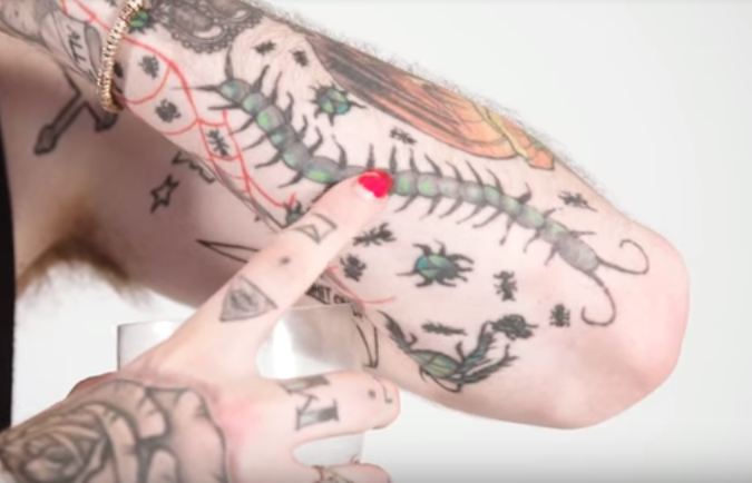 Lil Peep Centipede tattoo on forearm