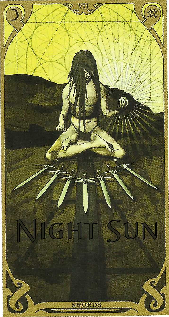 Семерка мечей на чувства. Фабио Листрани Таро ночного солнца. Таро ночного солнца — Night Sun Tarot. 10 Мечей Таро ночного солнца. 7 Мечей Таро.