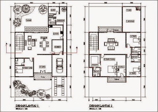 Denah Rumah Minimalis 2 Lantai Type 45