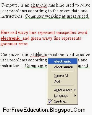 Features of MS Excel - Spelling and grammar check