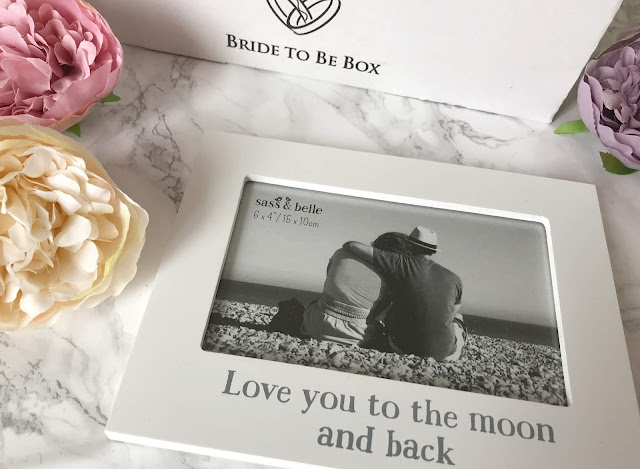 white wooden love you to the moon and back photo frame 