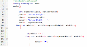 C++ program to print a hollow square shape using for loops, if else and ...