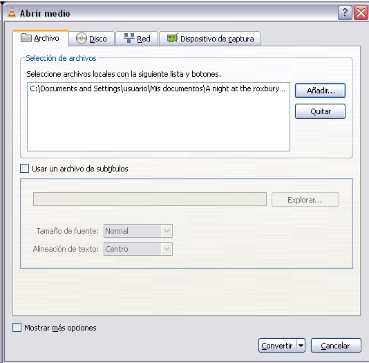 Manual VLC Cambiar un vídeo de formato