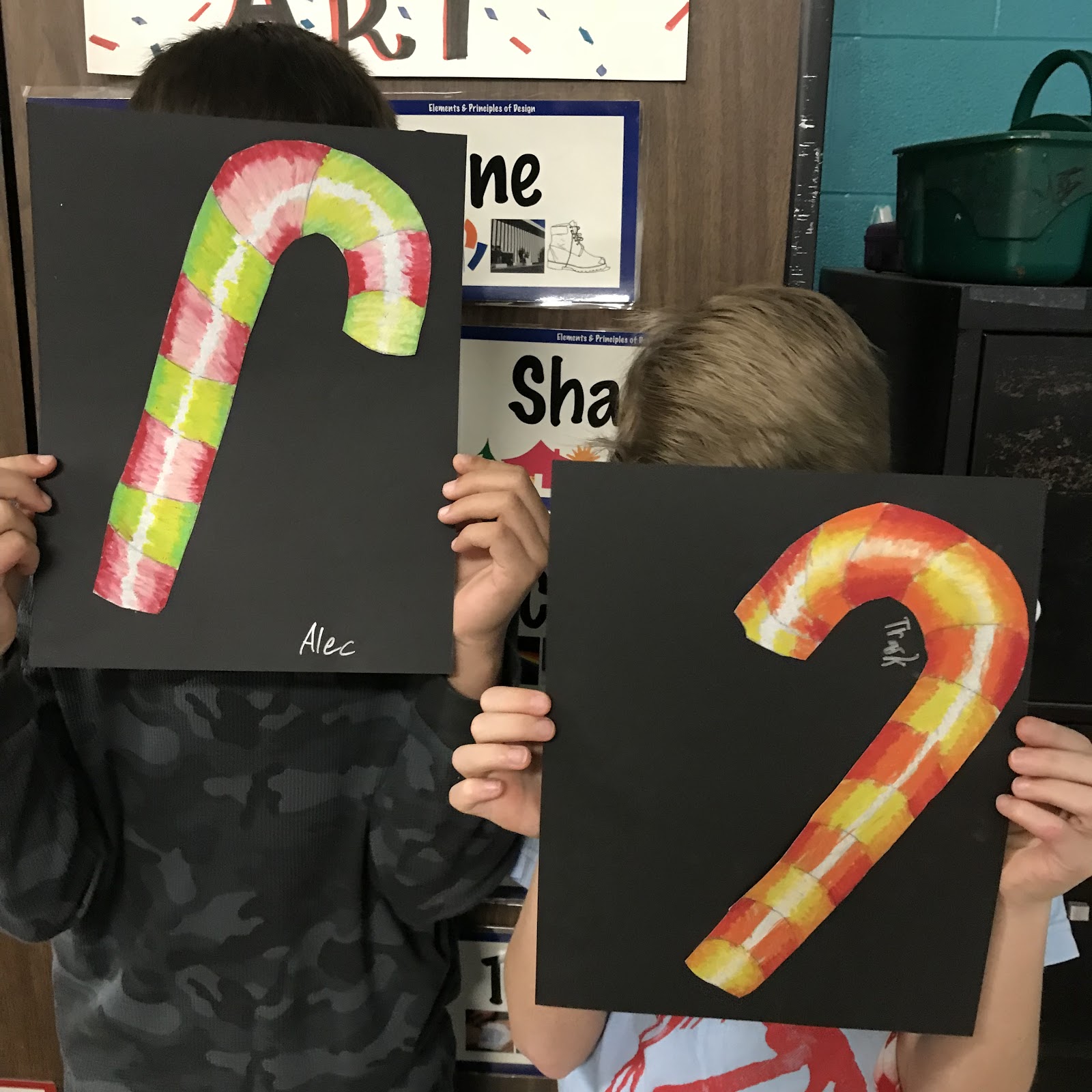 Elements of the Art Room 4th & 5th grade Blended Candy Canes