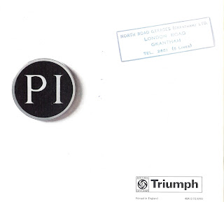 North Road Garages (Grantham) Ltd address stamped on the back of a Triumph 2.5PI brochure