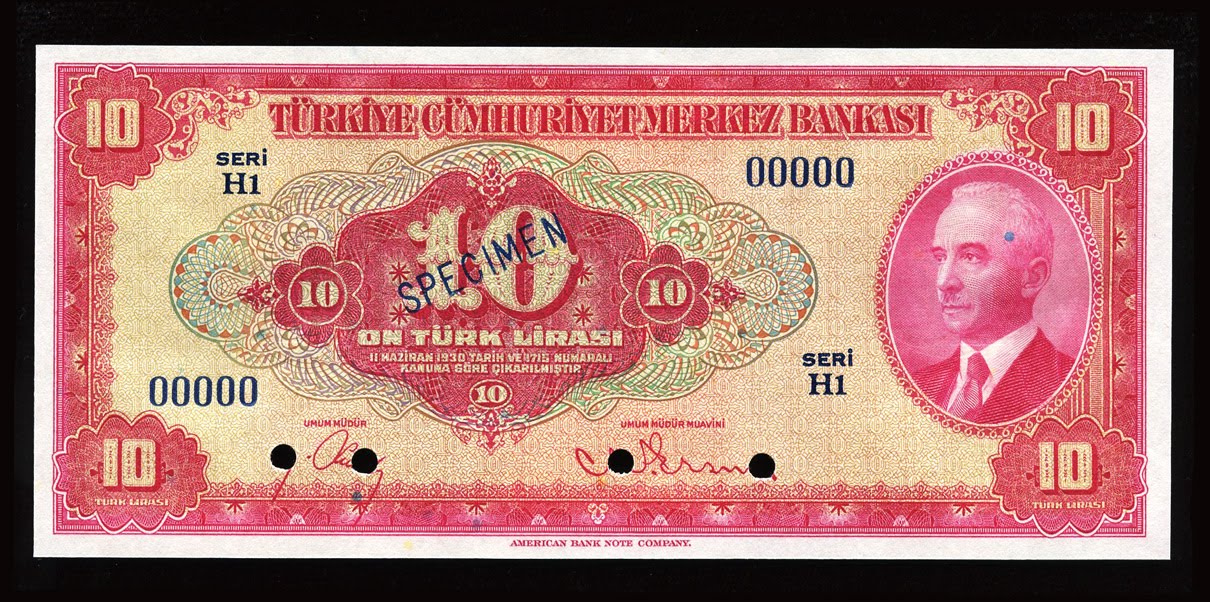 Banknotes of Turkey 10 Turkish Lira banknote of 1930.World Banknotes