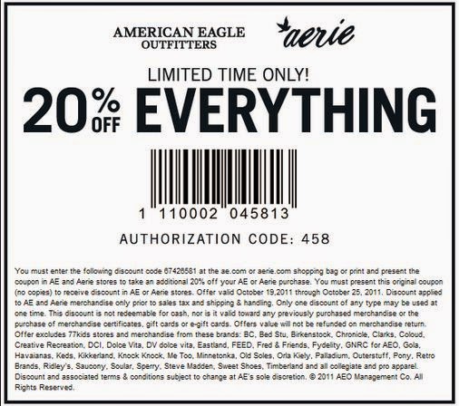 American Eagle Printable Coupons September 2015