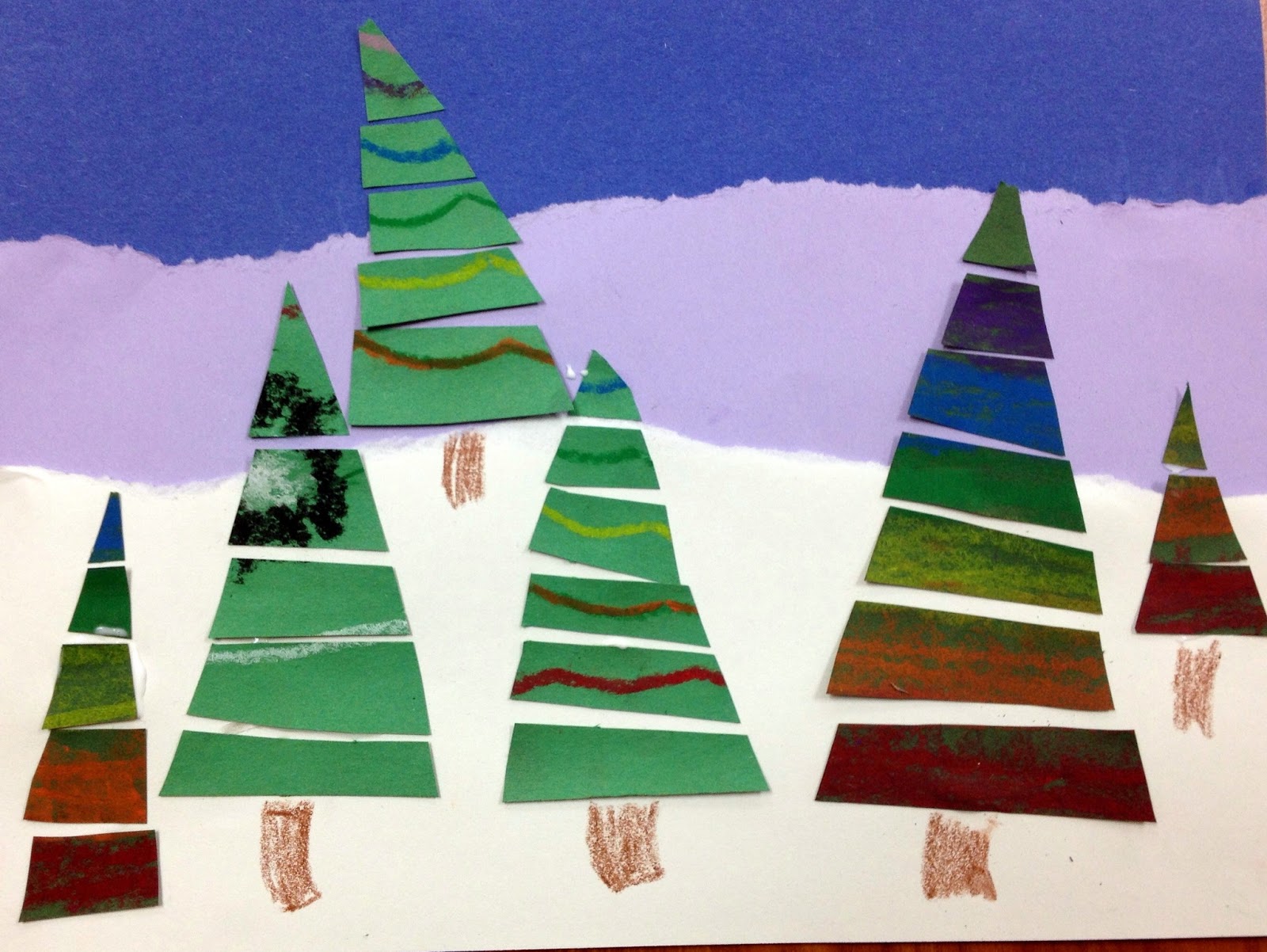 Sparkly Art with Ms. Carney!: Winter Tree Collage - 4th Grade!