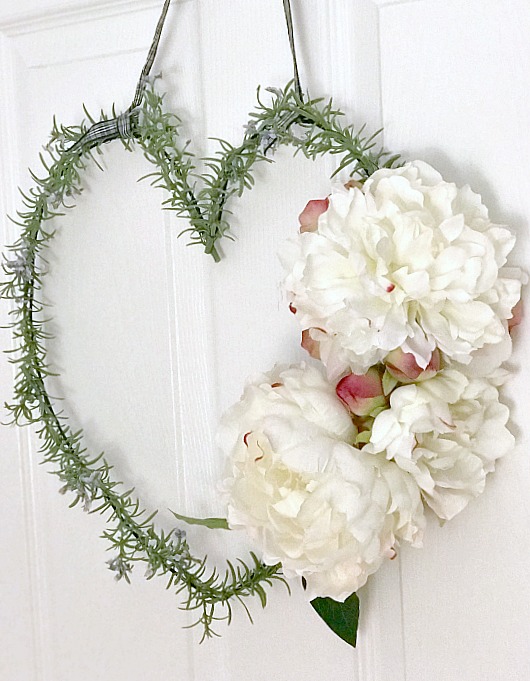 flowers on heart wreath