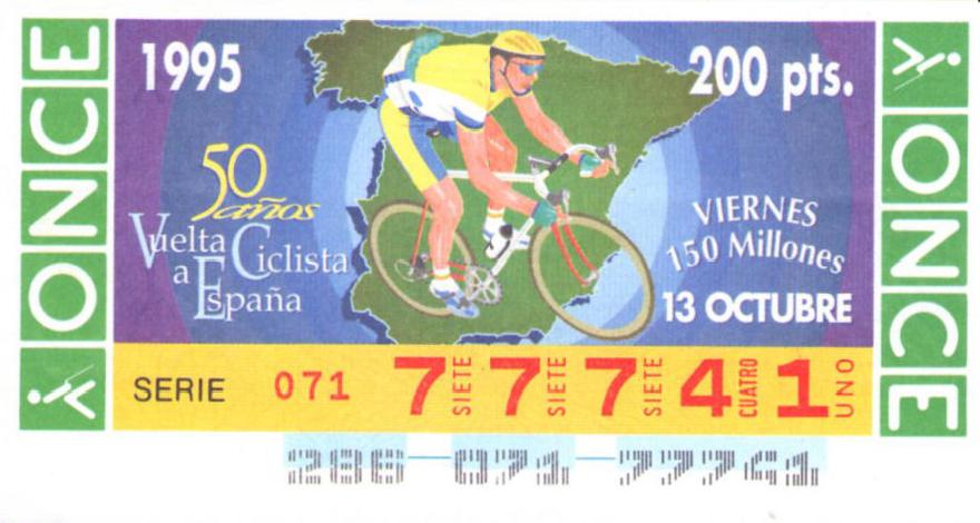 Coleccionismo Cupones ONCE RECORDANDO LA VUELTA CICLISTA DE 1995