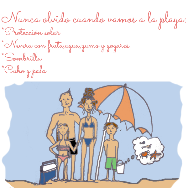 Foto dibujo familia en la playa recuerdos de verano