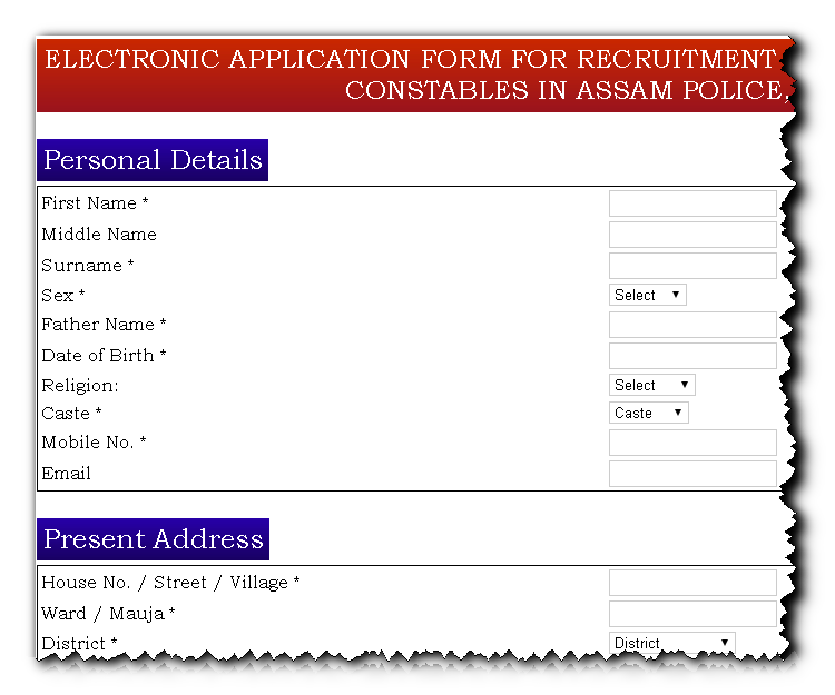 Assam Police Constable Recruitment 2015 Advertisement & Application