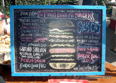 A Sign for the Bahn Mi Burger from Silk City, Philly Burger Brawl 2013 - Photo by Glamorosi
