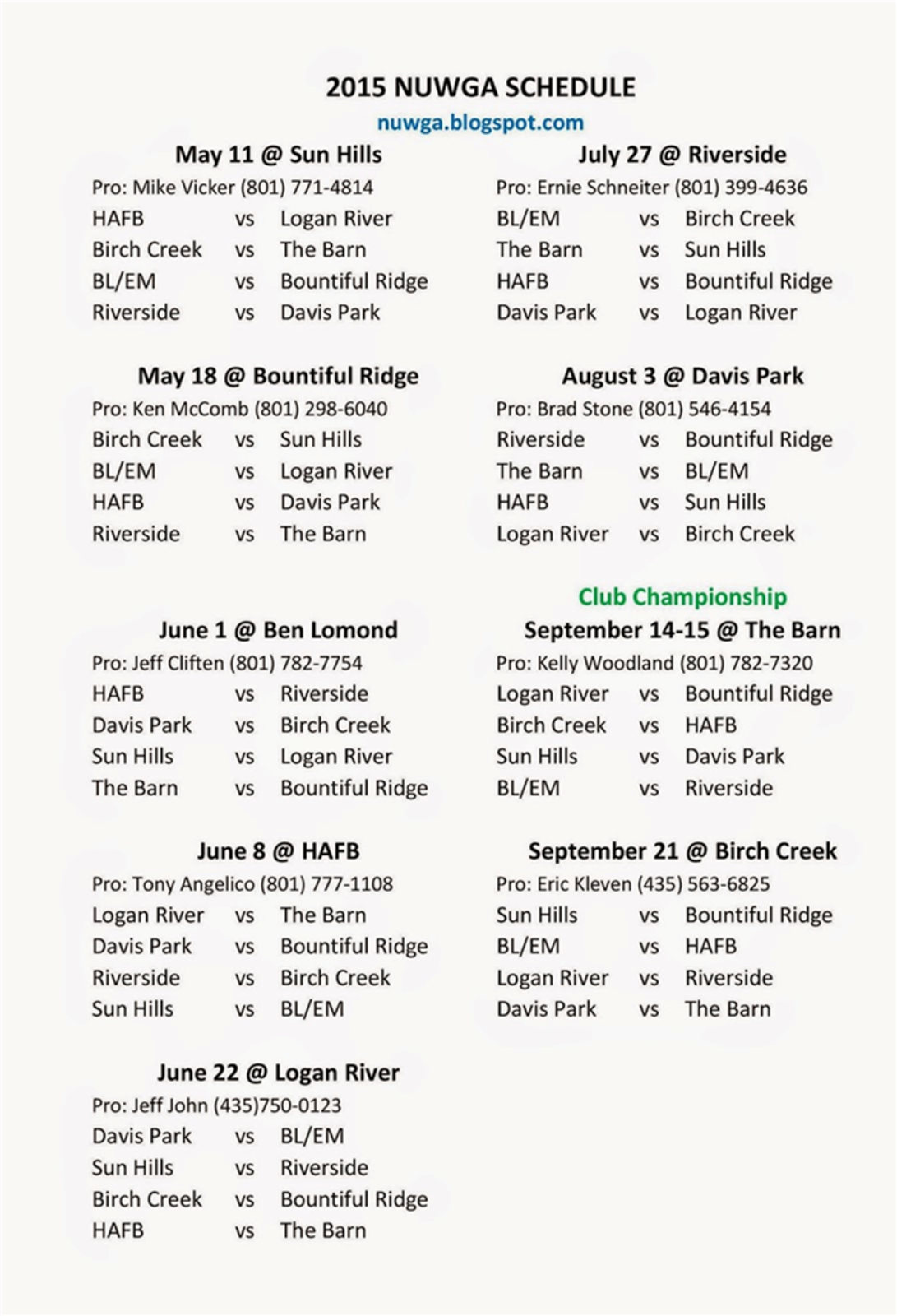 Ben Lomond Thursday Ladies Golf Association NUWGA