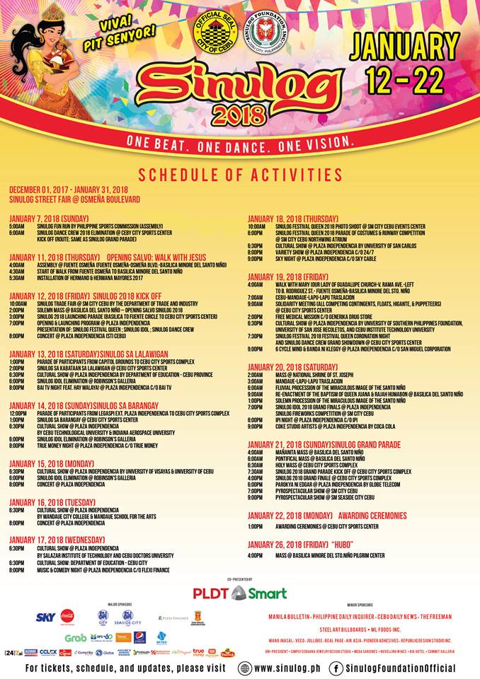 Forever Cebu Sinulog Schedule Of Activities Forever Cebu Sinulog Schedule Of Activities