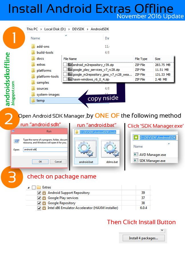 Android SDK Offline: Android SDK Extras