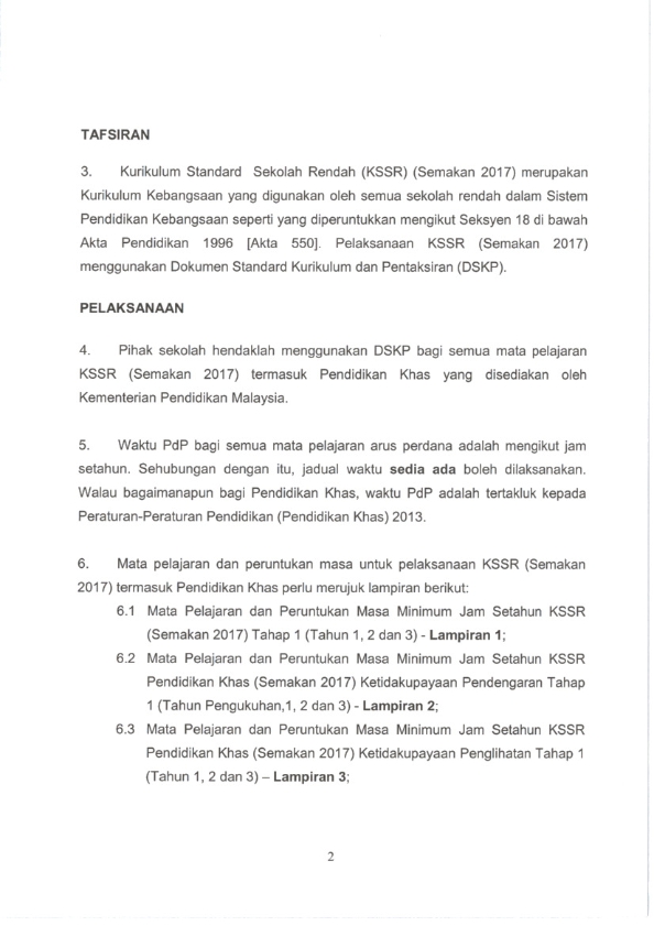 Surat Pekeliling Ikhtisas Kementerian Pendidikan Malaysia Bilangan 8 Tahun 2016 Pelaksanaan Kurikulum Standard Sekolah Rendah Semakan 2017 Secara Berperingkat Peringkat Mulai Tahun 2017