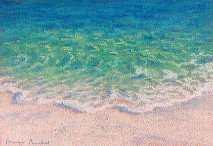 Paintings and Drawings by Manju Panchal: The sea waves washing ashore - A  soft pastel study.