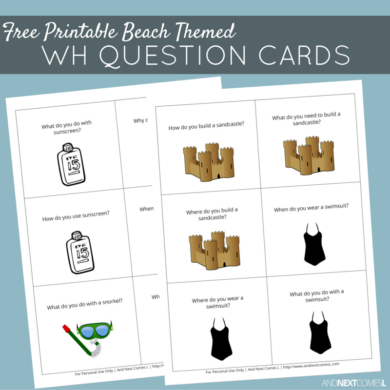 Free Printable Wh Question Cards