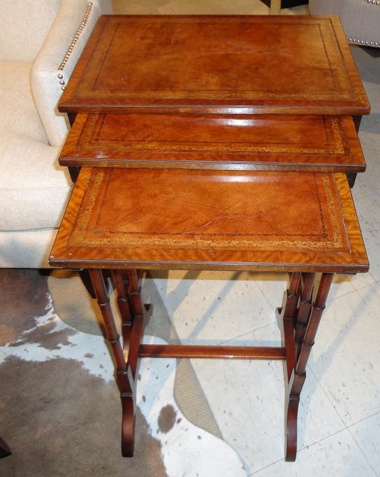 MICHAEL THOMAS Leather Top Nesting Tables