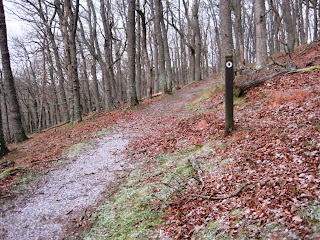 Passing a marker post arond Craigendarroch, Deeside