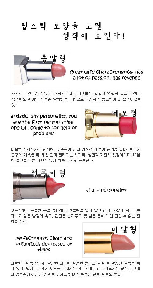 Personality by your lipstick shape ♥ BEAUTIFYMEEH