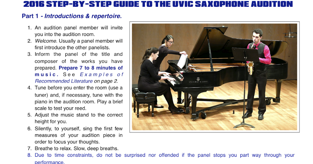University of Victoria Saxophone Studio 2016 & 2017 AUDITION GUIDE for