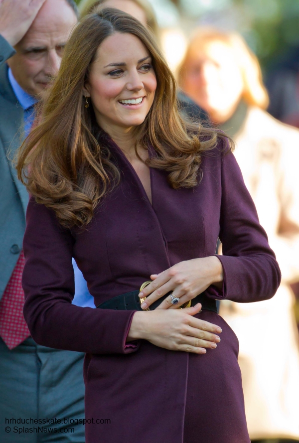 Duchess Kate: Kate In Aubergine Christmas Coat For Day Of Solo Engagements