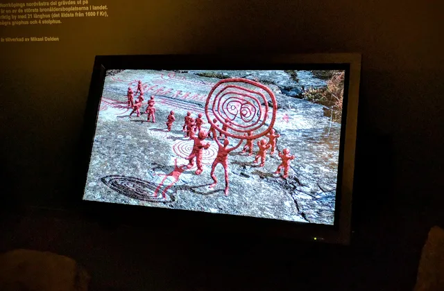 Animated visualization of the Neolithic Carvings in Norrköping, Sweden at the Norrköping Stadsmuseum