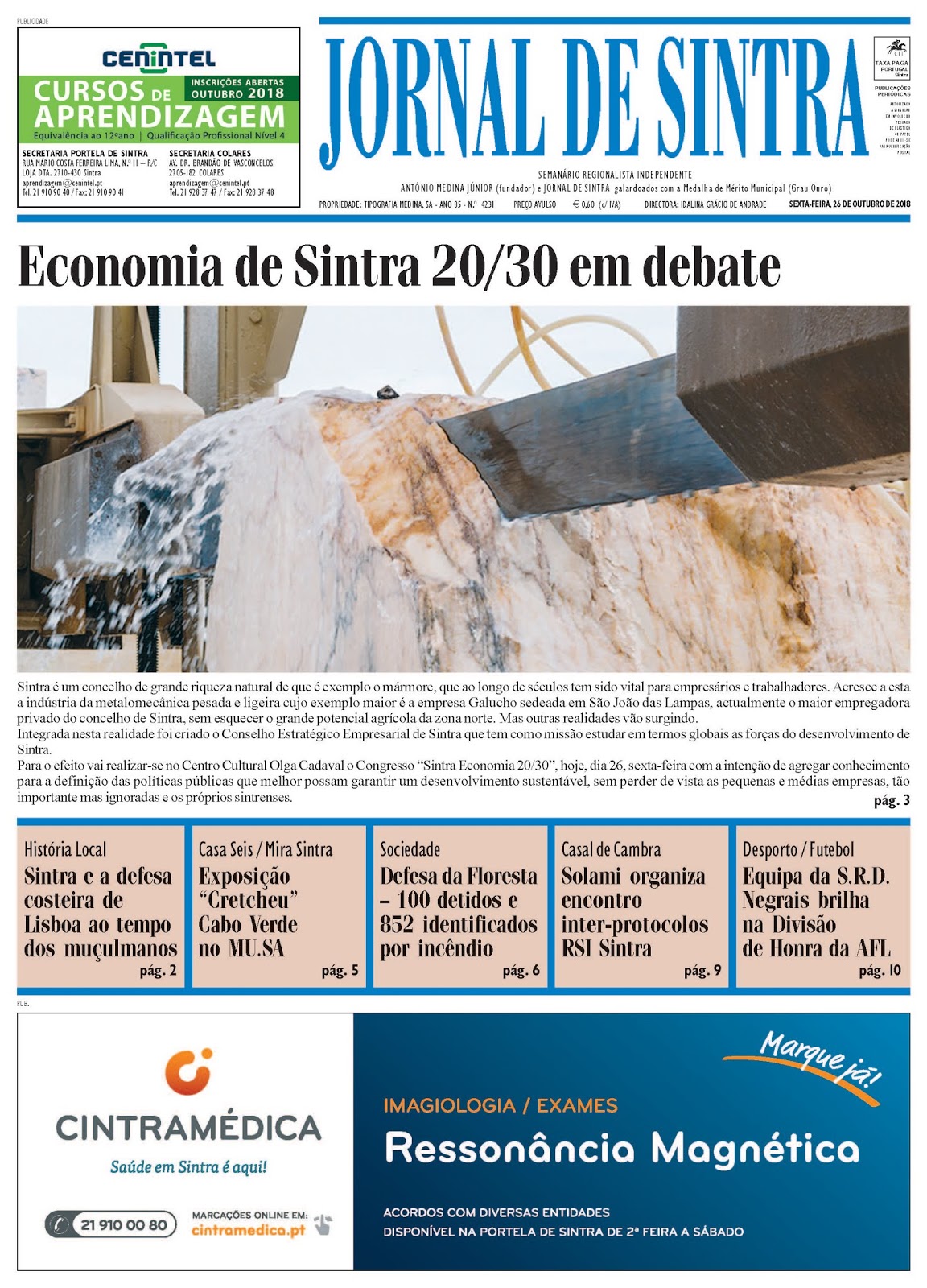 Capa da edição de 26-10-2018 Capa da edição de 26-10-2018
