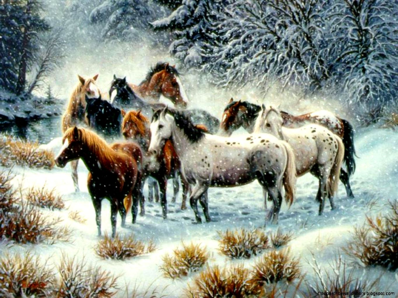Image gallery for  free winter scene wallpaper with horses