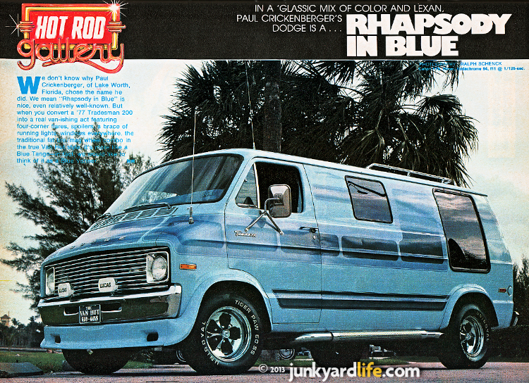 1977 Tradesman 200 custom van known as "Rhapsody in Blue."