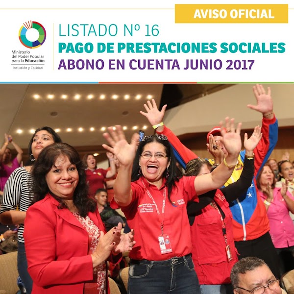 Consulta el listado nº 16 sobre pago de prestaciones sociales abono en cuenta junio 2017 Consulta el listado nº 16 sobre pago de prestaciones sociales abono en cuenta junio 2017