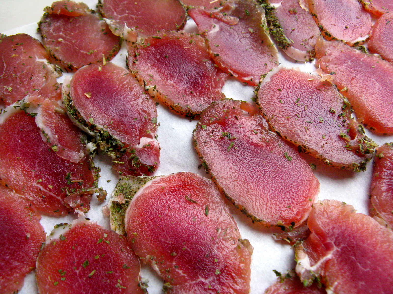 500 bouchées de filet de porc séché et melon