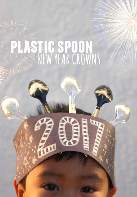 how to make plastic spoon new year crowns- super fun and easy kids craft