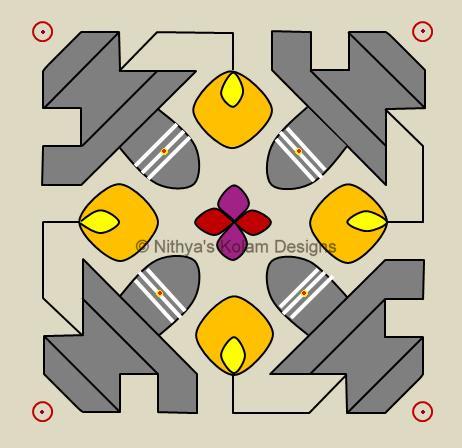 Nithya's Kolam Designs: Kolam 53 : Siva Lingam Kolam dots 11 x 11