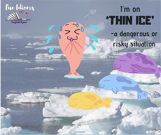 "On thin ice" English idiom